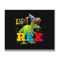 Kids Eight Rex 8th Birthday Gifts Eighth Dinosaur 8 Year Old Boy Metal Print Horizontal | Artistshot