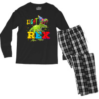 Kids Eight Rex 8th Birthday Gifts Eighth Dinosaur 8 Year Old Boy Men's Long Sleeve Pajama Set | Artistshot