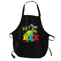 Kids Eight Rex 8th Birthday Gifts Eighth Dinosaur 8 Year Old Boy Medium-length Apron | Artistshot