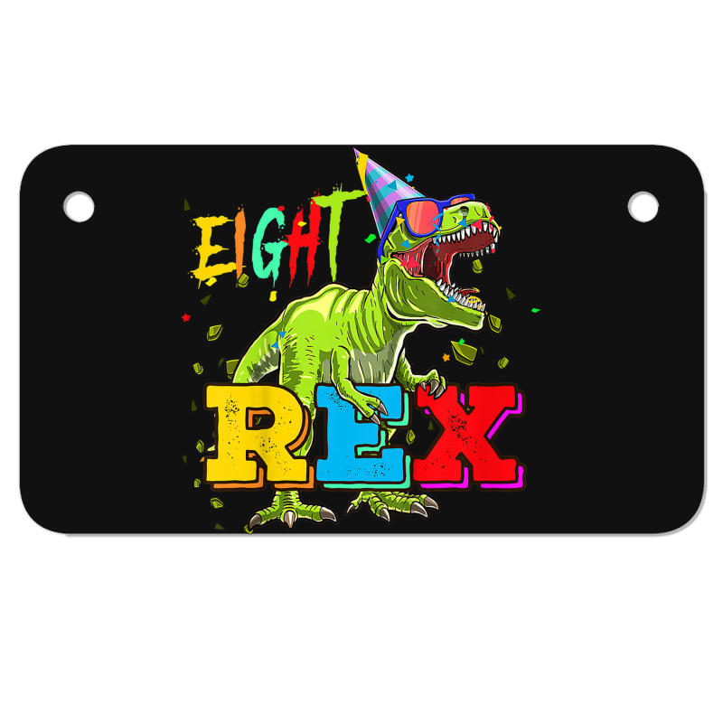 Kids Eight Rex 8th Birthday Gifts Eighth Dinosaur 8 Year Old Boy Motorcycle License Plate | Artistshot