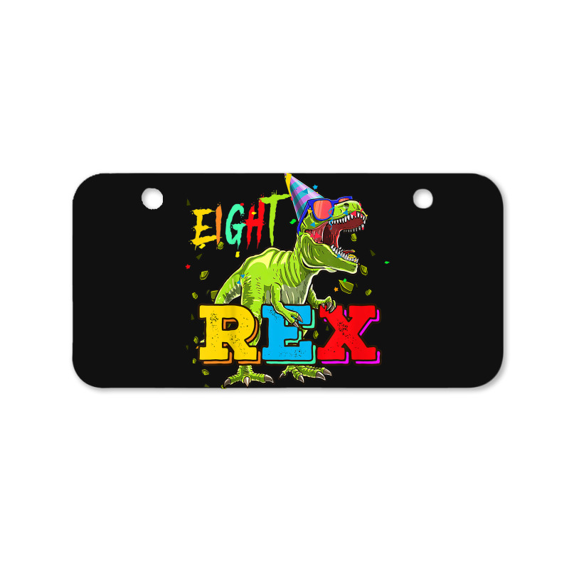 Kids Eight Rex 8th Birthday Gifts Eighth Dinosaur 8 Year Old Boy Bicycle License Plate | Artistshot