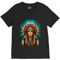 Native American Woman Indian Warrior V-neck Tee | Artistshot