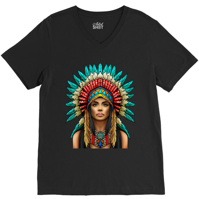 Native American Woman Indian Warrior V-neck Tee | Artistshot