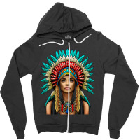 Native American Woman Indian Warrior Zipper Hoodie | Artistshot