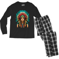 Native American Woman Indian Warrior Men's Long Sleeve Pajama Set | Artistshot