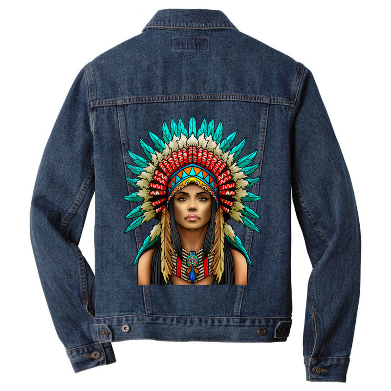 Native American Woman Indian Warrior Men Denim Jacket | Artistshot