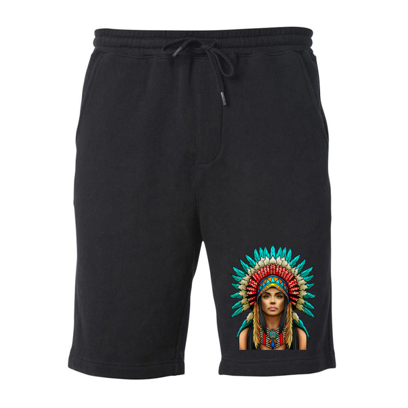 Native American Woman Indian Warrior Fleece Short | Artistshot