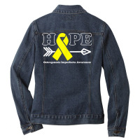 Hope   Osteogenesis Imperfecta Awareness Yellow Ribbon Ladies Denim Jacket | Artistshot