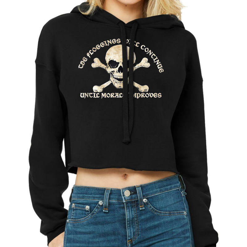 Pirate Skull Floggings Will Continue Until Morale Improves Zip Hoodie Cropped Hoodie by cm-arts | Artistshot