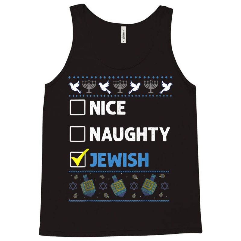 Nice Naughty Jewish Hanukkah Ugly Christmas Chanukah Tank Top | Artistshot