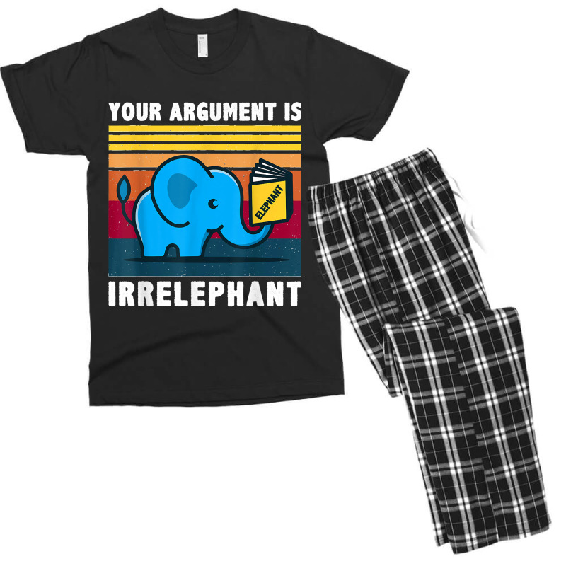 Your Argument Is Irrelephant Elephant Vintage Retro Men's T-shirt Pajama Set by cm-arts | Artistshot