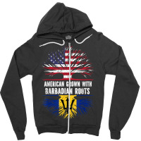 American Grown With Barbadian Roots Usa Flag Barbados Zipper Hoodie | Artistshot