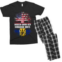 American Grown With Barbadian Roots Usa Flag Barbados Men's T-shirt Pajama Set | Artistshot