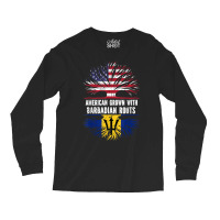 American Grown With Barbadian Roots Usa Flag Barbados Long Sleeve Shirts | Artistshot