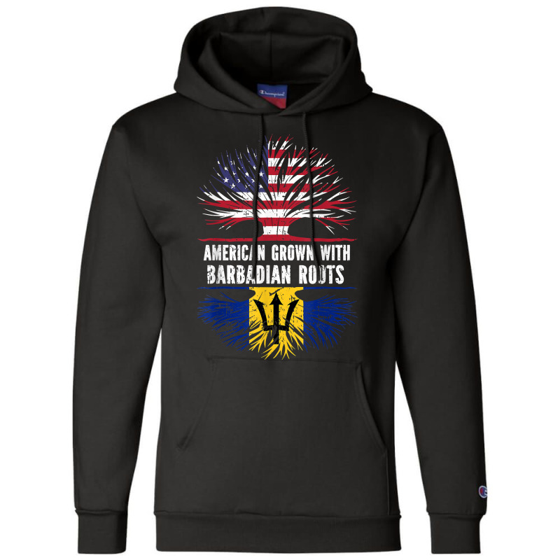 American Grown With Barbadian Roots Usa Flag Barbados Champion Hoodie by pennyWelborn | Artistshot