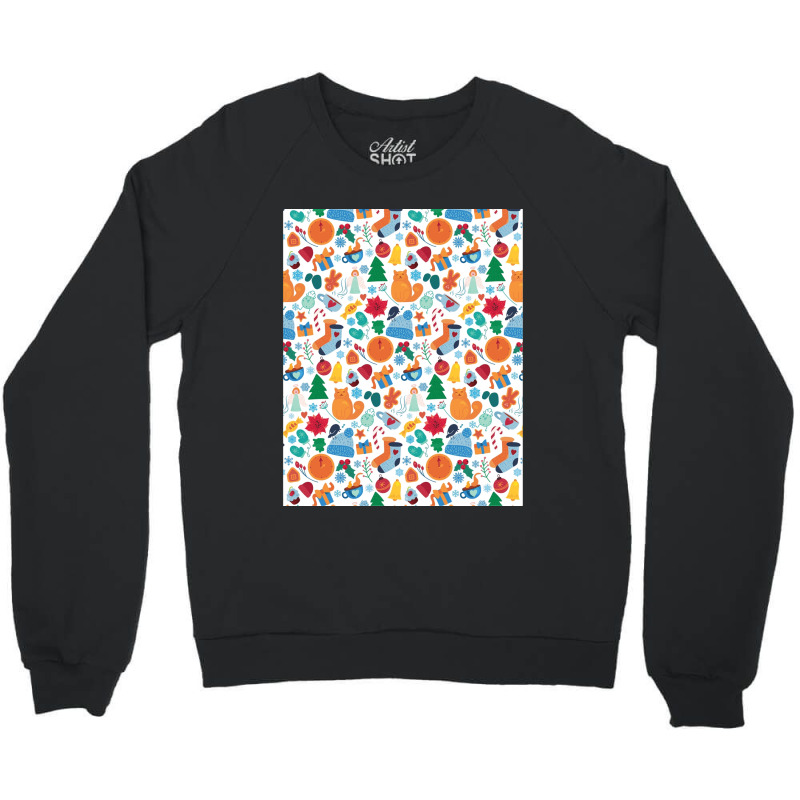 Cozy-winter-cartoon-seamless-pattern---winter-christmas- Crewneck Sweatshirt by RobinIntorcia | Artistshot