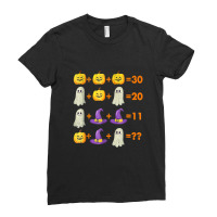 Math Equation Pumpkin Ghost Witch Bat Halloween Teacher Ladies Fitted T-shirt | Artistshot