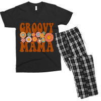 Retro Groovy Mama Matching Family 1st Birthday Party Men's T-shirt Pajama Set | Artistshot