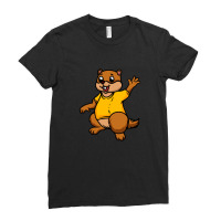 Cute Anthropomorphic Human-like Cartoon Character Marmot In Clothes Ladies Fitted T-shirt | Artistshot