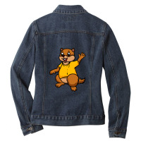 Cute Anthropomorphic Human-like Cartoon Character Marmot In Clothes Ladies Denim Jacket | Artistshot