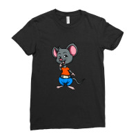 Cute Anthropomorphic Human-like Cartoon Character Mouse In Clothes Ladies Fitted T-shirt | Artistshot