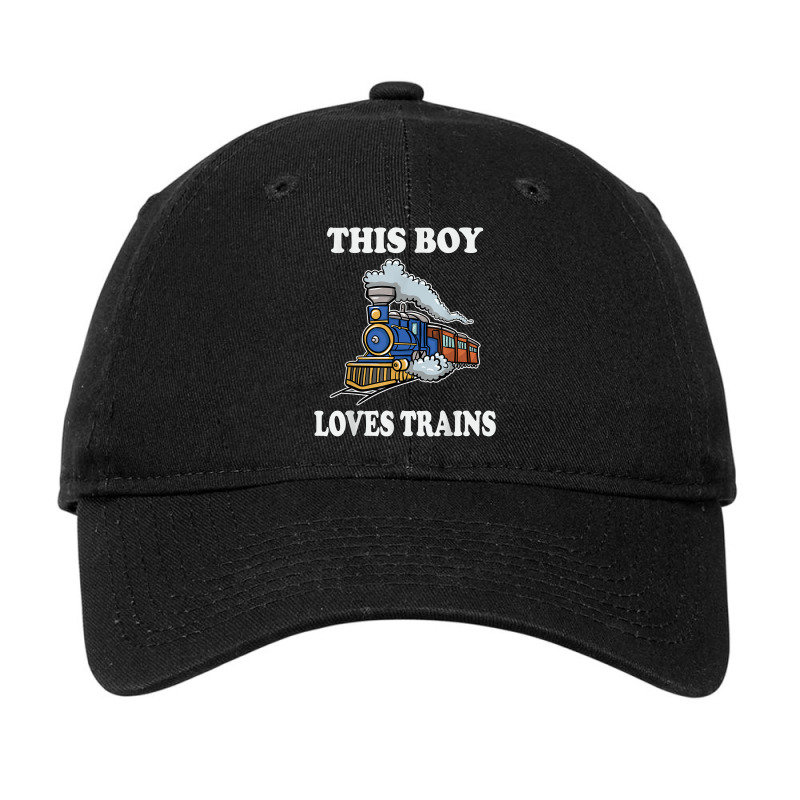 This Boy Loves Trains Gift Train Wagon Lover Gifts T Shirt Adjustable Cap by cm-arts | Artistshot