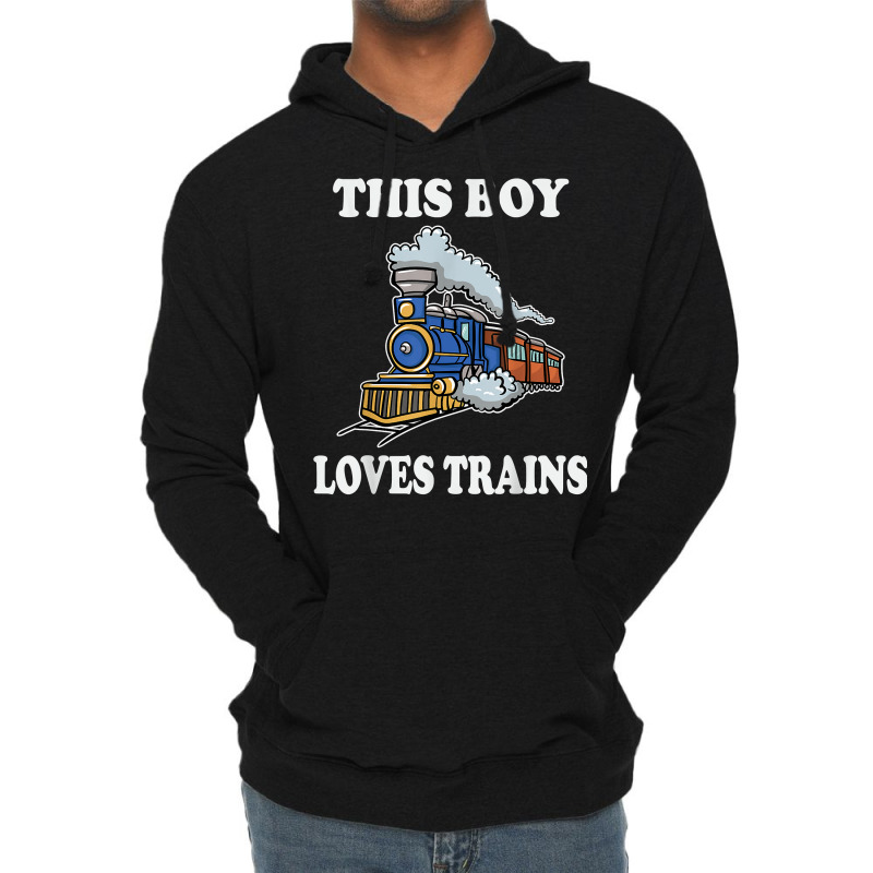 This Boy Loves Trains Gift Train Wagon Lover Gifts T Shirt Lightweight Hoodie by cm-arts | Artistshot