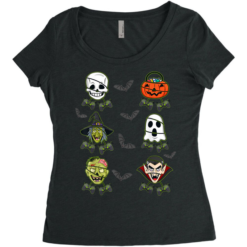 Halloween Skeleton Gaming Witch Vampire Zombie Boys Kids T Shirt Women's Triblend Scoop T-shirt by cm-arts | Artistshot