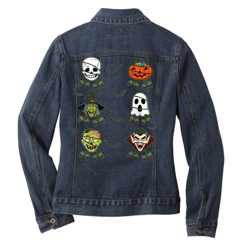 Halloween Skeleton Gaming Witch Vampire Zombie Boys Kids T Shirt Ladies Denim Jacket by cm-arts | Artistshot