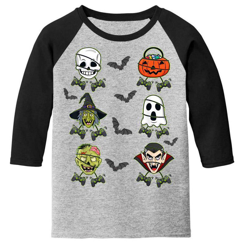 Halloween Skeleton Gaming Witch Vampire Zombie Boys Kids T Shirt Youth 3/4 Sleeve by cm-arts | Artistshot