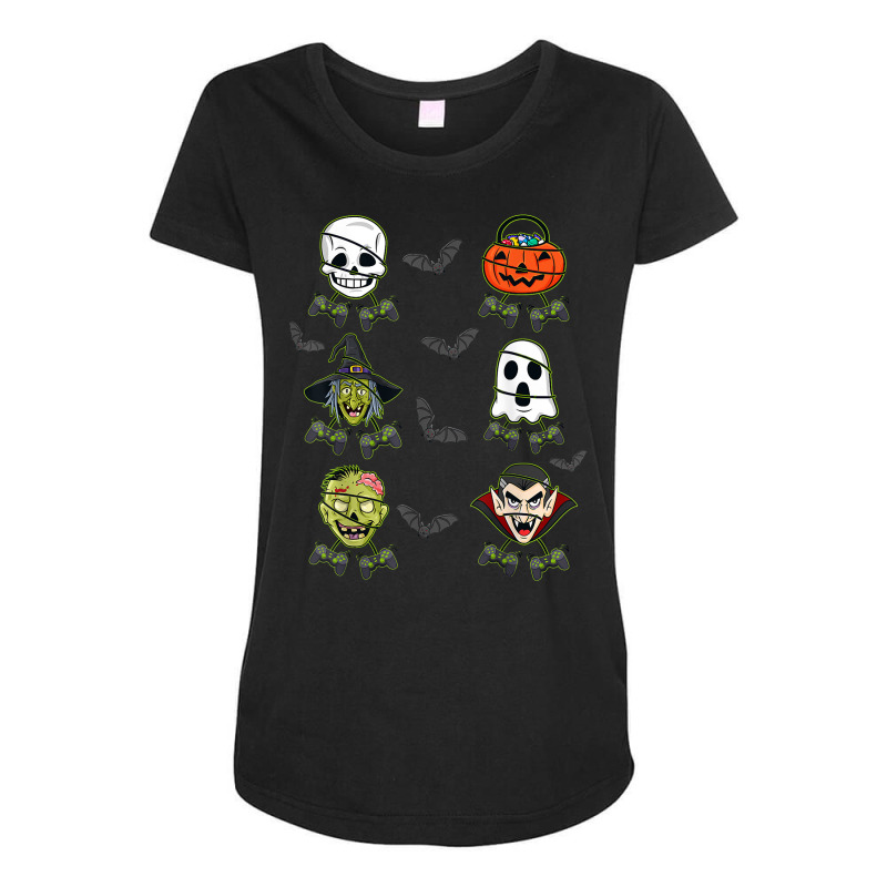 Halloween Skeleton Gaming Witch Vampire Zombie Boys Kids T Shirt Maternity Scoop Neck T-shirt by cm-arts | Artistshot