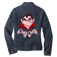 Funny Vampire With Gaming Controllers Halloween Costume Day Ladies Denim Jacket | Artistshot