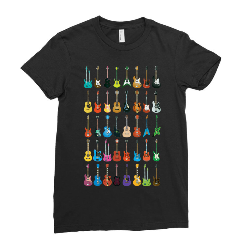 Love Guitar Different Guitars Music Lover Ladies Fitted T-Shirt by Konlasa6638 | Artistshot