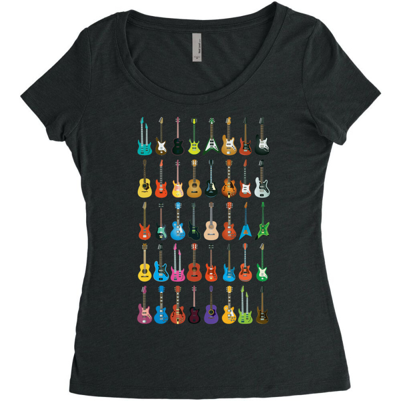 Love Guitar Different Guitars Music Lover Women's Triblend Scoop T-shirt by Konlasa6638 | Artistshot