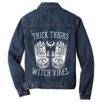 Thick Thighs Witch Vibes Halloween Men Denim Jacket | Artistshot