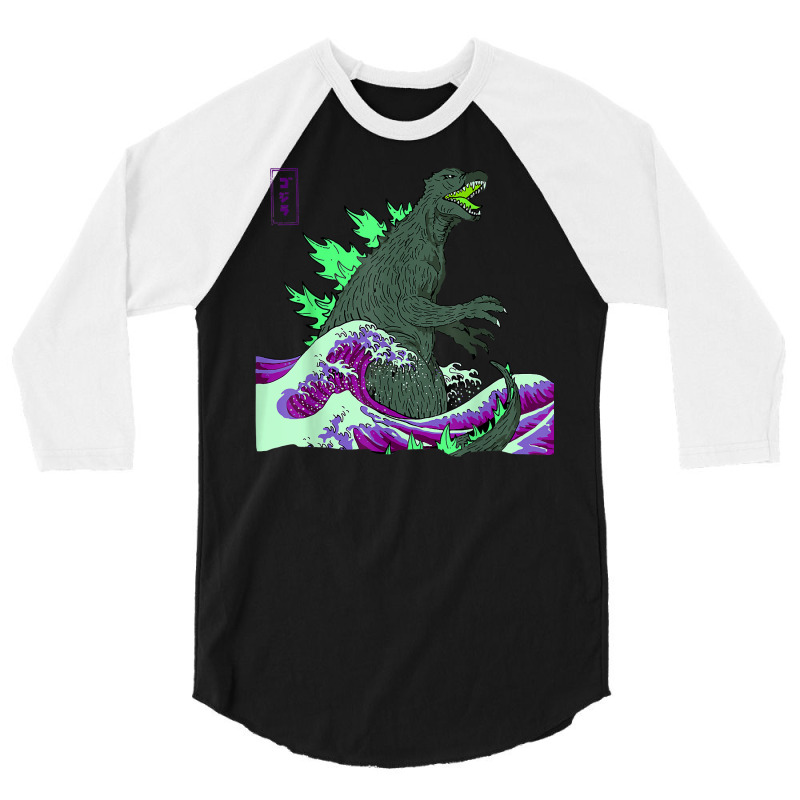 Teamgodzilla The Great Monster Off Kanagawa Green Wave T Shirt 3/4 Sleeve Shirt | Artistshot