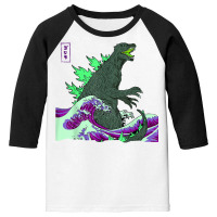 Teamgodzilla The Great Monster Off Kanagawa Green Wave T Shirt Youth 3/4 Sleeve | Artistshot