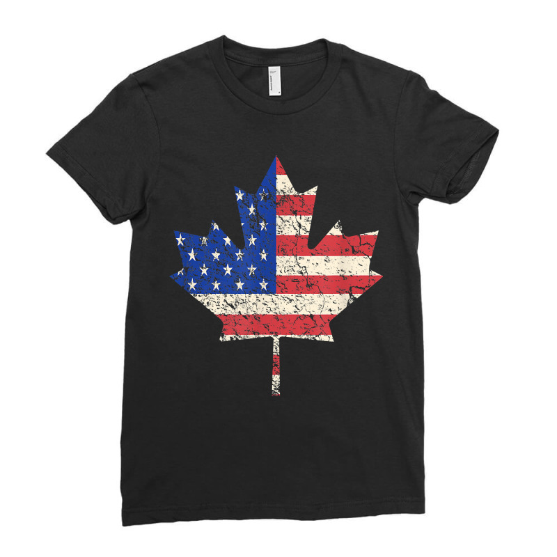 Combined American Canadian Flag Usa Canada Maple Leaf Ladies Fitted T-Shirt by JustinStringer | Artistshot