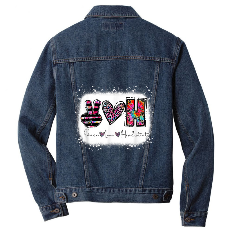 Peace Love Head Start Back To School Leopard Kids Teacher Men Denim Jacket by RandiCrystalGraber | Artistshot