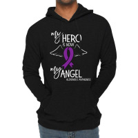 My Hero Is Now My Angel Alzheimers Awareness Lightweight Hoodie | Artistshot