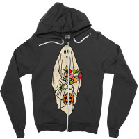 Vintage Floral Ghost Pumpkin Halloween Costume Men Women Zipper Hoodie | Artistshot