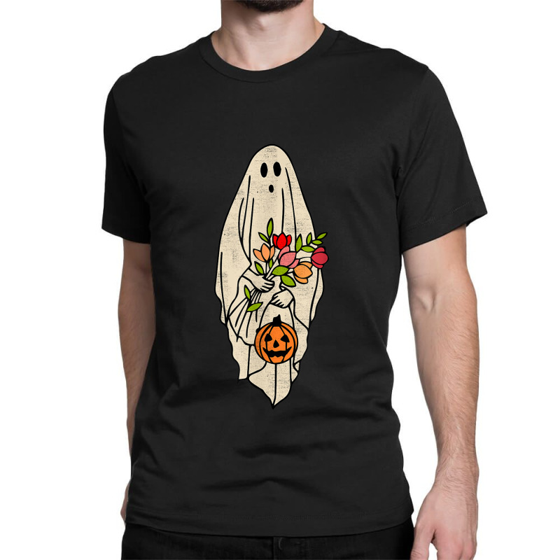 Vintage Floral Ghost Pumpkin Halloween Costume Men Women Classic T-shirt | Artistshot