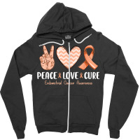 Peace Love Hope Endometrial Cancer Awareness Peach Ribbon Zipper Hoodie | Artistshot