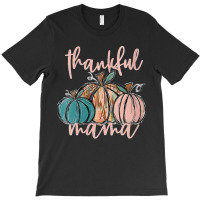 Womens Thankful Mama Mom Boho Pumpkins Vintage Fall Thanksgiving V Nec T-shirt | Artistshot