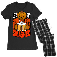 Let's Get Smashed Pumpkin Halloween Drinking Beer Bartender Women's Pajamas Set | Artistshot