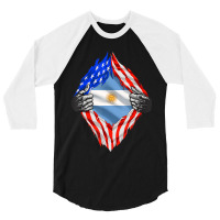 Super Argentine Heritage Argentina Roots Usa Flag 3/4 Sleeve Shirt | Artistshot