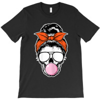 Womens Woman Skeleton Bubble Gum Lazy Halloween Costume Messy Bun T-shirt | Artistshot