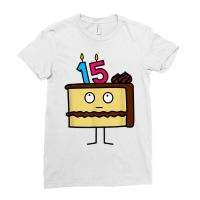 15th Birthday Cake With Candles Icing Chocolate Vanilla Ladies Fitted T-shirt | Artistshot