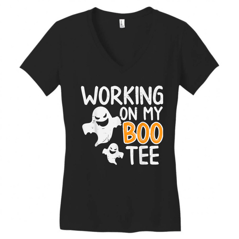 Working On My Boo Tee Funny Halloween Costume Men Women Gym Women's V-Neck T-Shirt by MaryTMcgoffin | Artistshot