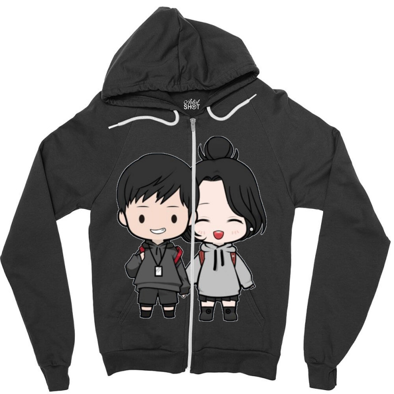 Cute-cartoon-couples- Zipper Hoodie | Artistshot